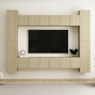 vidaXL Set De Muebles Sal&oacute;n Tv 10 Pzas Madera Ingenier&iacute;a Roble Sonoma Vidaxl