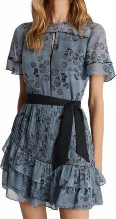 Reiss Dani Floral Flippy Ruffle Mini Dress In Blue