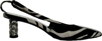 Tom Ford Zebra-Print Slingback Pumps in Black and White Suede