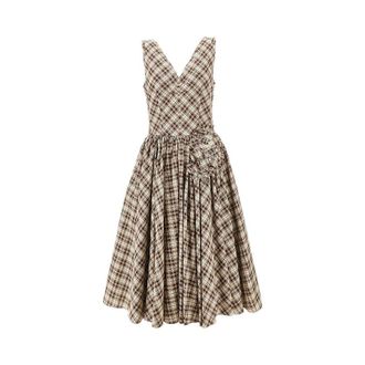 Prada Check poplin midi dress Woman 42