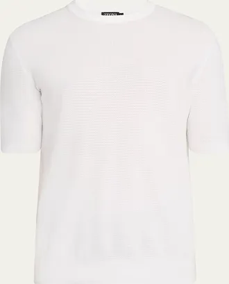 Ermenegildo Zegna Mens Cotton Honeycomb Short-Sleeve Crewneck Sweater