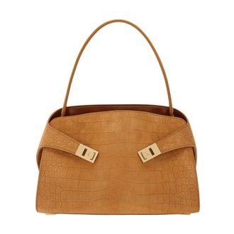 Ferragamo Handbags, female, Brown, Size: ONE SIZE Hug Soft Suede Shoulder Bag
