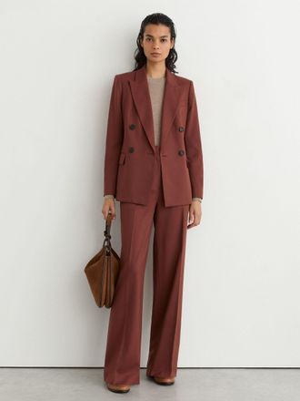 Reiss Womens Brick Red Petite Wool-blend Double-breasted Suit Blazer, 10