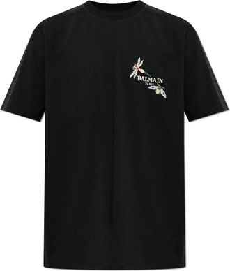 Balmain Geborduurd Insect T-shirt - Heren - T-shirts - Zwart - 2XL - Katoen - Tops