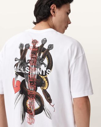 AllSaints Cotton Serrate Short Sleeve Graphic T-Shirt, Size: XXL