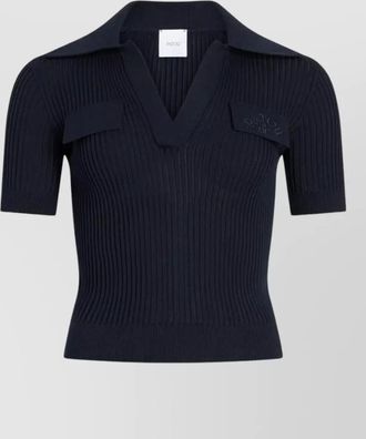 Patou cotton polo shirt ribbed collar v neck