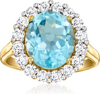 Ross-Simons Sky Blue Topaz Ring With Lab-Grown Diamonds in 18kt Gold Over Sterling