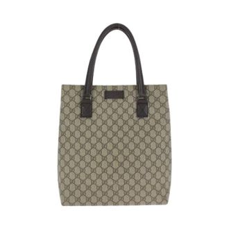 Gucci Pre-owned Tote Bags, female, Brown, Size: ONE SIZE Pre-owned GG Supreme Canvas Leather 2way Tote Shoulder Bag