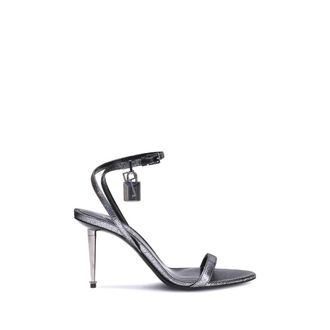 Tom Ford Silver Calf Leather Bos Taurus Stiletto Heel Womens Sandals