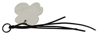 Costume National Mens White Leather Butterfly Logo Keyring Cnc Keychain Metal Accessory