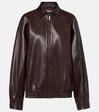 Miu Miu Logo leather jacket