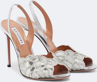 Aquazzura Ce Soir metallic leather slingback sandals
