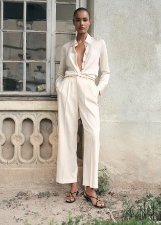 Mango Pantaloni diritti pinces grigio ghiaccio - Donna - 42 - MANGO