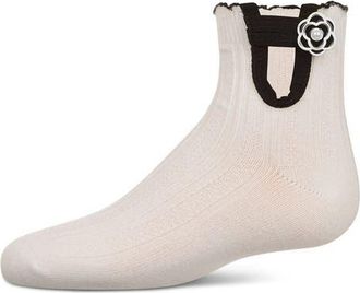 MeMoi Floral Button Anklet Socks in White at Nordstrom, Size 6-12M