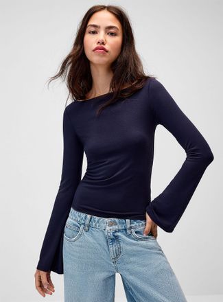 Twik Womens Bell-sleeve boat-neck T-shirt