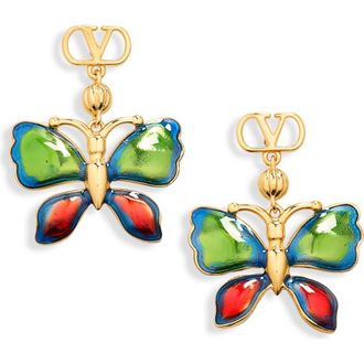 Valentino Garavani Enamel Butterfly Earrings in Gold at Nordstrom