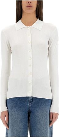 Michael Kors Ribgebreid Vest - Dames - Vesten - Wit - L - Katoen - Truien & Vesten