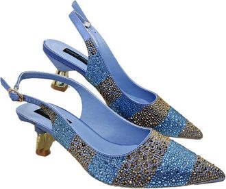 Generic Womens Satin Pointy Toe Pumps and Clutch Bag Set Sparkly Rhinestone Decoration for Evening Party Wedding