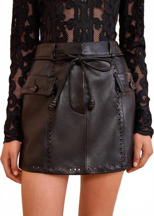 Ulla Johnson Luna Leather Mini Skirt In Noir