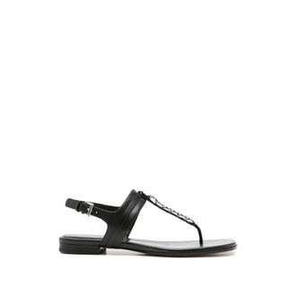 Michael Kors Flat Sandals, female, Black, Size: 8 1/2 US Marcia Chain-Detail Sandals