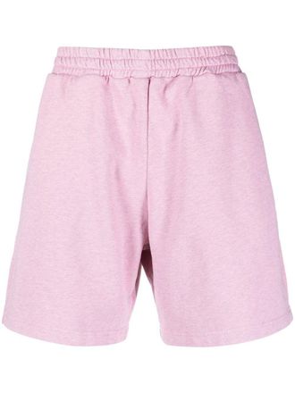 Msgm logo-embroidered cotton shorts - Pink
