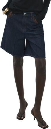 Mango High Waist Mid Thigh Denim Shorts in Open Blue at Nordstrom, Size 10