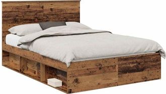 vidaXL Bed Frame with Headboard Old Wood 140 x 200 cm Solid Pine Wood vidaXL