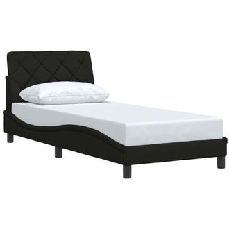 vidaXL Estructura De Cama Sin Colch&oacute;n Tela Negro 90x200 Cm Vidaxl