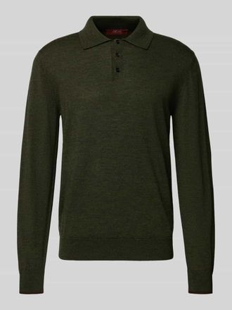 Cruna Strickpolo aus reiner Wolle in Khaki, Gr&ouml;&szlig;e 46