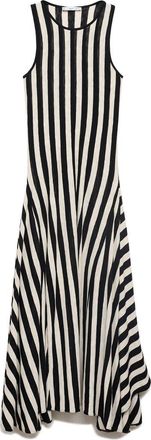 Mango Asymmetric Sleeveless Knit Maxi Dress in Black/white at Nordstrom, Size 4