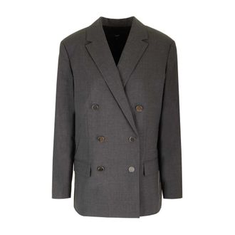 Theory Blazers, female, Gray, 4XS, Double-breasted Blazer