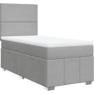vidaXL Cama Box Spring Con Colch&oacute;n Tela Gris Claro 90x190 Cm Vidaxl