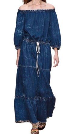 Chloé Off The Shoulder Denim Maxi Dress Size M