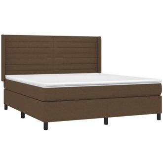 vidaXL Vidaxl - Cama Box Spring Colch&oacute;n Luces Led Tela Marr&oacute;n Oscuro 160x200cm