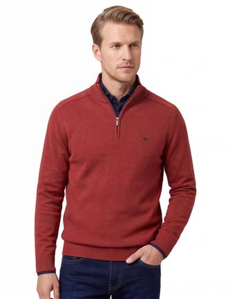 Fynch-Hatton Fynch Hatton Troyer-zip rood katoen casual fit