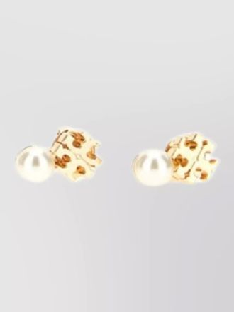 Tory Burch moondance brass earrings stud pearl detail