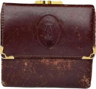 Cartier Pre-owned Leren Portemonnee - Dames - Vintage Accessoires - Rood - ONE Size - Leer - Vintage