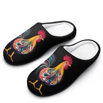 Generic Funny Chicken Rooster Womens Slippers Warm House Slippers Indoor House Shoes with Anti-Skid Rubber Sole