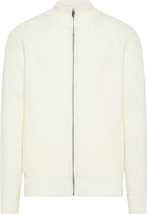 Cruna Ribbed Zip-Up Sweater With High Collar And Raglan Sleeves