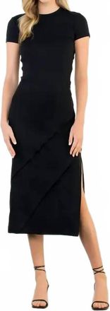 THML Clothing Noir Suede Slit Midi Skirt In Black