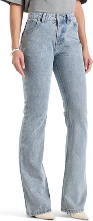 Mani&egrave;re De Voir Abbie Stacked Fit And Flare Jean in Mid Blue at Nordstrom, Size 2