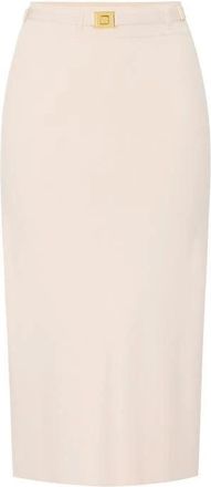 Elisabetta Franchi Rokken, Dames, Beige, M, Leer, Knit Midi Rok