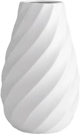 OEM Jarr&oacute;n De Cer&aacute;mica Blanca, 20 Cm, Espiral Texturizada, Ideal Para Hierba De La Pampa, Decoraci&oacute;n Minimalista Escandinava