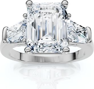 Pompeii3 Certified 4Ct Randi Emerald Diamond Engagement Ring 14k Gold or PT Lab Grown