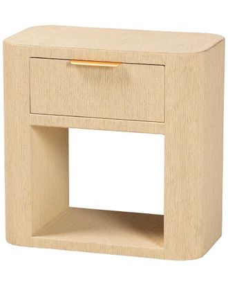 Baxton Studio Beauford Grasscloth 1-Drawer Nightstand With Open Shelf