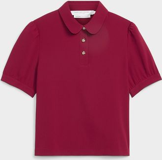 Contemporaine Womens Jewel buttons Polo Shirt collar blouse