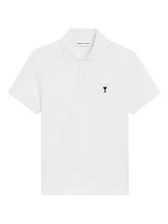 Ami short-sleeves heart-embroidery polo shirt - White
