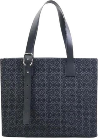 Loewe Pre-owned Tote Bags, male, Black, Size: ONE SIZE Pre-owned Leather Tote Bag