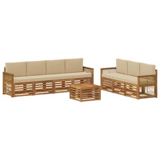 vidaXL Juegos De Sof&aacute;s Con Coj&iacute;n 8 Pcs Madera De Acacia S&oacute;lida Vidaxl
