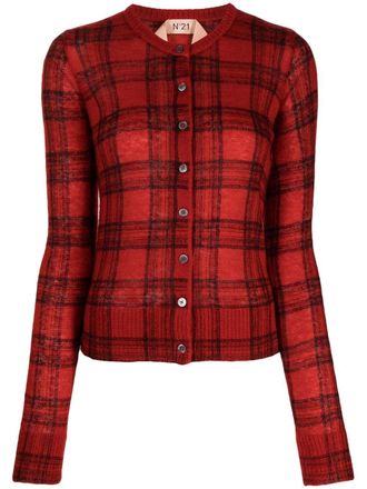 N&deg;21 check-print buttoned cardigan - Red